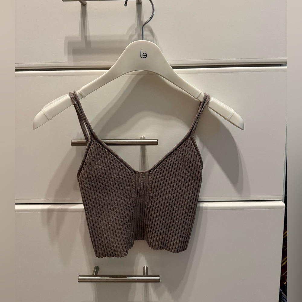 Zara Ribbed Brown Top